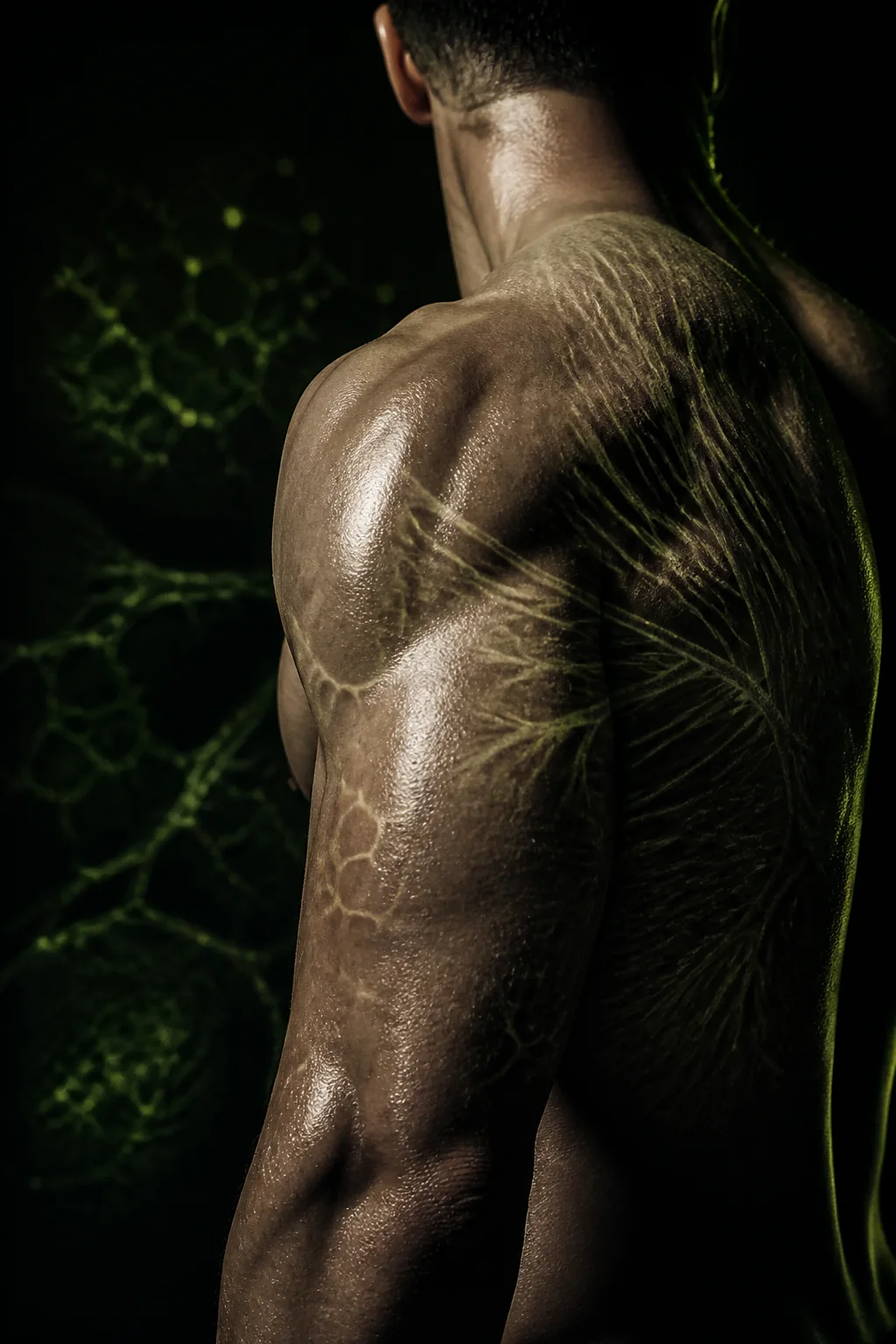 Detalhe visual de fibras musculares